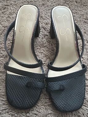 Jessica Simpson Black Textured Strappy Heels